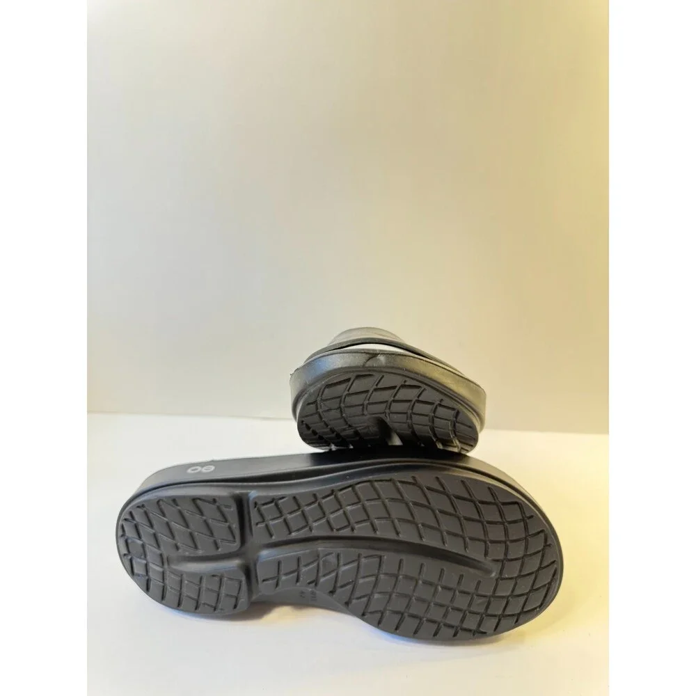 Oofas Mens Sandals Black Patented Footbed Support Arch US 9 Mens 11 Womens EU-42